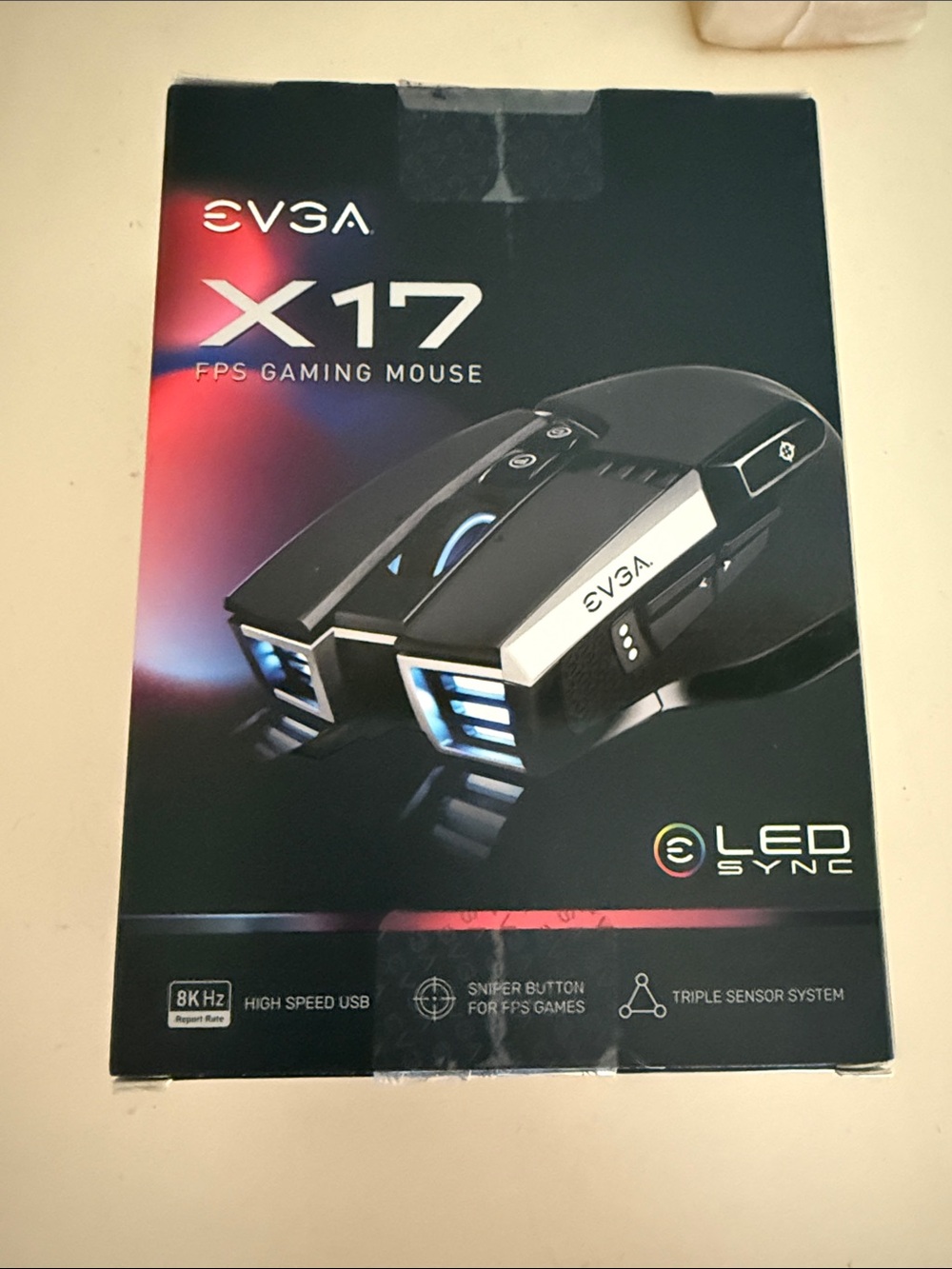 EVGA X17 Gaming Mouse — Black with Blue and Silver Accents